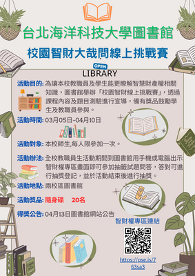 【圖書館週活動】114學年校園智財線上大哉問挑戰賽圖片